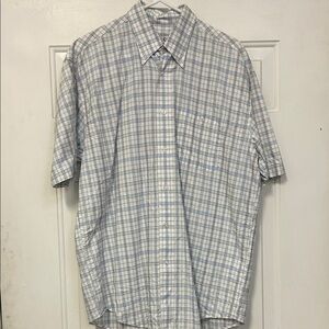 (🔥4 for $20Harvie &Crosbie Men’s Med Casual  Blue White Plaid Button-Down Shirt